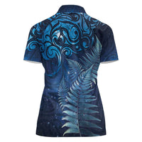Matariki New Zealand Maori Silver Fern Women Polo Shirt Galaxy Blue Sky Style