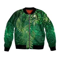 Matariki New Zealand Maori Silver Fern Bomber Jacket Galaxy Green Sky Style