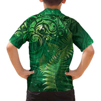 Matariki New Zealand Maori Silver Fern Family Matching Off Shoulder Maxi Dress and Hawaiian Shirt Galaxy Green Sky Style