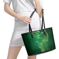 Matariki New Zealand Maori Silver Fern Leather Tote Bag Galaxy Green Sky Style