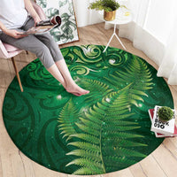 Matariki New Zealand Maori Silver Fern Round Carpet Galaxy Green Sky Style