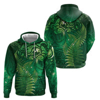 Matariki New Zealand Maori Silver Fern Zip Hoodie Galaxy Green Sky Style