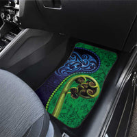 New Zealand Matariki Fern Frond Koru Car Mats with Galaxy Blue Sky and Green Paua Shell Art