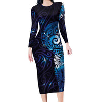 Matariki New Zealand Maori Koru Art Tattoo Family Matching Long Sleeve Bodycon Dress and Hawaiian Shirt New Year Galaxy Blue Sky Style