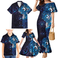 Matariki New Zealand Maori Koru Art Tattoo Family Matching Mermaid Dress and Hawaiian Shirt New Year Galaxy Blue Sky Style