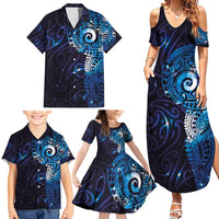 Matariki New Zealand Maori Koru Art Tattoo Family Matching Summer Maxi Dress and Hawaiian Shirt New Year Galaxy Blue Sky Style