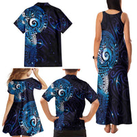 Matariki New Zealand Maori Koru Art Tattoo Family Matching Tank Maxi Dress and Hawaiian Shirt New Year Galaxy Blue Sky Style