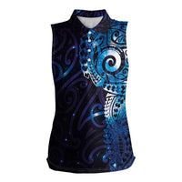 Matariki New Zealand Maori Koru Art Tattoo Women Sleeveless Polo Shirt New Year Galaxy Blue Sky Style