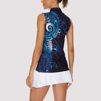 Matariki New Zealand Maori Koru Art Tattoo Women Sleeveless Polo Shirt New Year Galaxy Blue Sky Style
