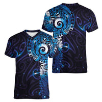 Matariki New Zealand Maori Koru Art Tattoo Women V-Neck T-Shirt New Year Galaxy Blue Sky Style