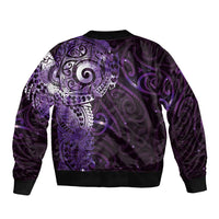 Matariki New Zealand Maori Koru Art Tattoo Bomber Jacket New Year Galaxy Purple Sky Style