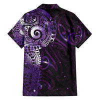 Matariki New Zealand Maori Koru Art Tattoo Family Matching Off Shoulder Maxi Dress and Hawaiian Shirt New Year Galaxy Purple Sky Style