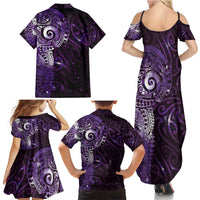 Matariki New Zealand Maori Koru Art Tattoo Family Matching Summer Maxi Dress and Hawaiian Shirt New Year Galaxy Purple Sky Style
