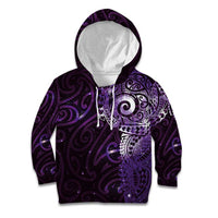 Matariki New Zealand Maori Koru Art Tattoo Kid Hoodie New Year Galaxy Purple Sky Style