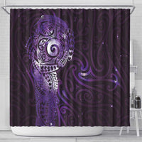 Matariki New Zealand Maori Koru Art Tattoo Shower Curtain New Year Galaxy Purple Sky Style