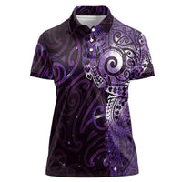 Matariki New Zealand Maori Koru Art Tattoo Women Polo Shirt New Year Galaxy Purple Sky Style
