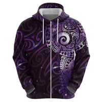 Matariki New Zealand Maori Koru Art Tattoo Zip Hoodie New Year Galaxy Purple Sky Style