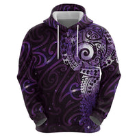 Matariki New Zealand Maori Koru Art Tattoo Zip Hoodie New Year Galaxy Purple Sky Style