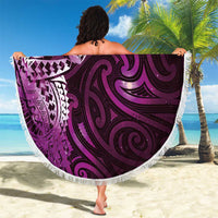 Matariki New Zealand Maori Koru Art Tattoo Beach Blanket New Year Galaxy Pink Sky Style