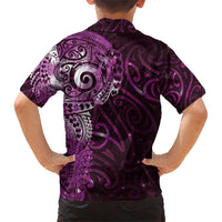 Matariki New Zealand Maori Koru Art Tattoo Family Matching Short Sleeve Bodycon Dress and Hawaiian Shirt New Year Galaxy Pink Sky Style