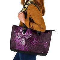 Matariki New Zealand Maori Koru Art Tattoo Leather Tote Bag New Year Galaxy Pink Sky Style