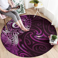 Matariki New Zealand Maori Koru Art Tattoo Round Carpet New Year Galaxy Pink Sky Style