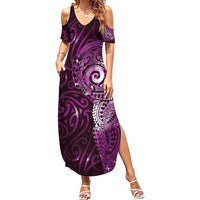 Matariki New Zealand Maori Koru Art Tattoo Summer Maxi Dress New Year Galaxy Pink Sky Style
