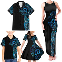 New Zealand Maori Koru Art Traditional Tattoo Family Matching Tank Maxi Dress and Hawaiian Shirt Paua Shell