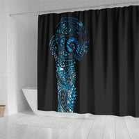 New Zealand Maori Koru Art Traditional Tattoo Shower Curtain Paua Shell