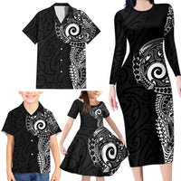 New Zealand Maori Koru Art Traditional Tattoo Family Matching Long Sleeve Bodycon Dress and Hawaiian Shirt Simple Style