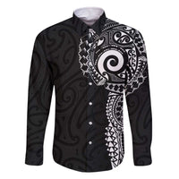 New Zealand Maori Koru Art Traditional Tattoo Family Matching Off The Shoulder Long Sleeve Dress and Hawaiian Shirt Simple Style