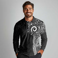 New Zealand Maori Koru Art Traditional Tattoo Long Sleeve Polo Shirt Simple Style