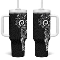 New Zealand Maori Koru Art Traditional Tattoo Tumbler With Handle Simple Style