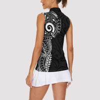 New Zealand Maori Koru Art Traditional Tattoo Women Sleeveless Polo Shirt Simple Style