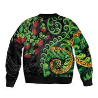 New Zealand Koru Plants and Pohutukawa Bomber Jacket Maori Tattoo Pattern