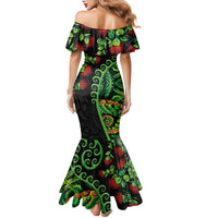 New Zealand Koru Plants and Pohutukawa Family Matching Mermaid Dress and Hawaiian Shirt Maori Tattoo Pattern