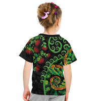New Zealand Koru Plants and Pohutukawa Kid T Shirt Maori Tattoo Pattern