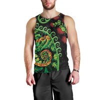 New Zealand Koru Plants and Pohutukawa Men Tank Top Maori Tattoo Pattern
