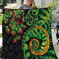 New Zealand Koru Plants and Pohutukawa Quilt Maori Tattoo Pattern