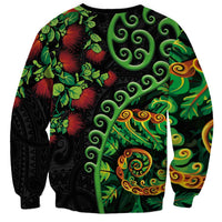 New Zealand Koru Plants and Pohutukawa Sweatshirt Maori Tattoo Pattern LT03 - Polynesian Pride