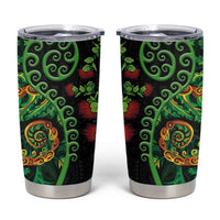 New Zealand Koru Plants and Pohutukawa Tumbler Cup Maori Tattoo Pattern