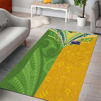 Cook Islands Language Week Area Rug Tatau Pattern and Rarotongan Alphabet - Polynesian Pride