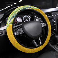 Cook Islands Language Week Steering Wheel Cover Tatau Pattern and Rarotongan Alphabet LT03 Universal Fit Green - Polynesian Pride