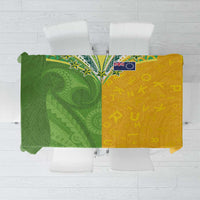 Cook Islands Language Week Tablecloth Tatau Pattern and Rarotongan Alphabet LT03 Green - Polynesian Pride