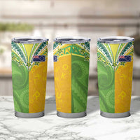 Cook Islands Language Week Tumbler Cup Tatau Pattern and Rarotongan Alphabet - Polynesian Pride