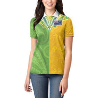 Cook Islands Language Week Women Polo Shirt Tatau Pattern and Rarotongan Alphabet - Polynesian Pride