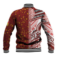 Tonga Language Week Baseball Jacket Ngatu Pattern and Tongan Alphabet LT03 - Polynesian Pride