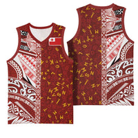 Tonga Language Week Basketball Jersey Ngatu Pattern and Tongan Alphabet LT03 - Polynesian Pride