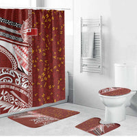 Tonga Language Week Bathroom Set Ngatu Pattern and Tongan Alphabet LT03 Bathroom Set (4 pcs) Red - Polynesian Pride