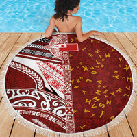 Tonga Language Week Beach Blanket Ngatu Pattern and Tongan Alphabet LT03 - Polynesian Pride
